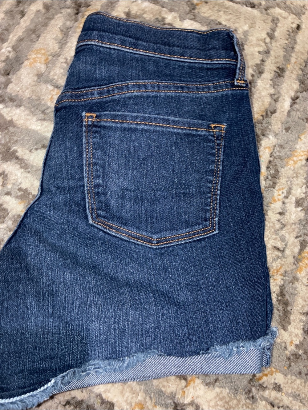 Old Navy Dark Blue Denim Jean Shorts with Frayed Hem